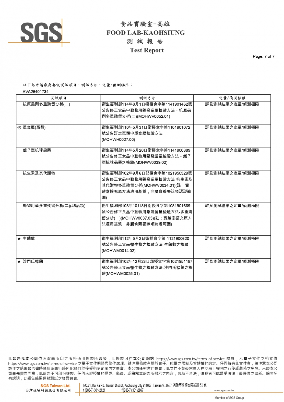 20260408-鵬大畜牧場-(紅蛋)-(生菌數+沙門+抗生素+48項+離子型+抗原蟲+重金屬鉛銅)-SGS_page-0007